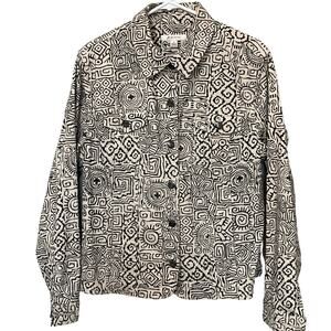 JM Collection Women’s Jacket Sz 14 Geometric Black/ Cream Cotton/Spandex